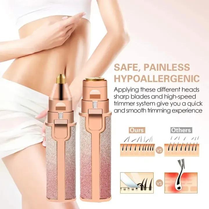 2 in 1 Rechargeable Hairbrow and Hair Remover Trimmer with Led painless Precision Shaver for Women's face, lips, Chin